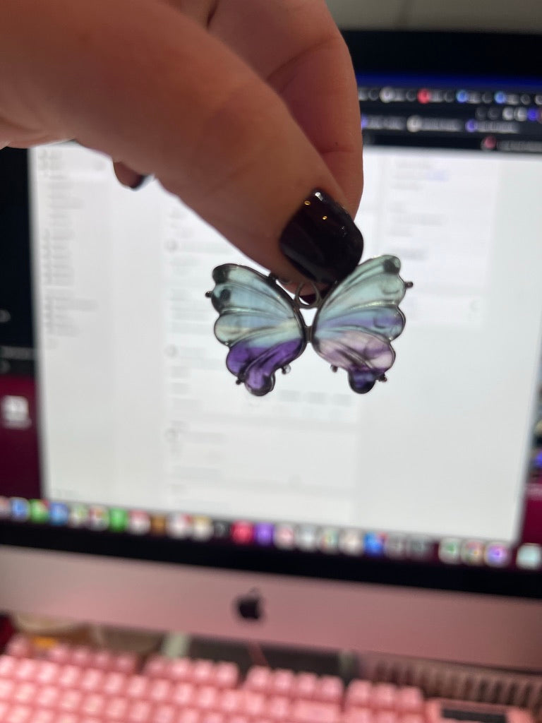 Fluorite Butterfly Pendant #7