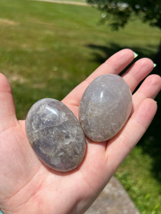 Blue Rose Quartz Palm Stone