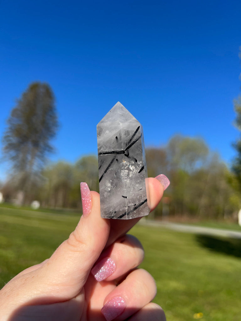 Black Tourmaline in Quartz Tower #4