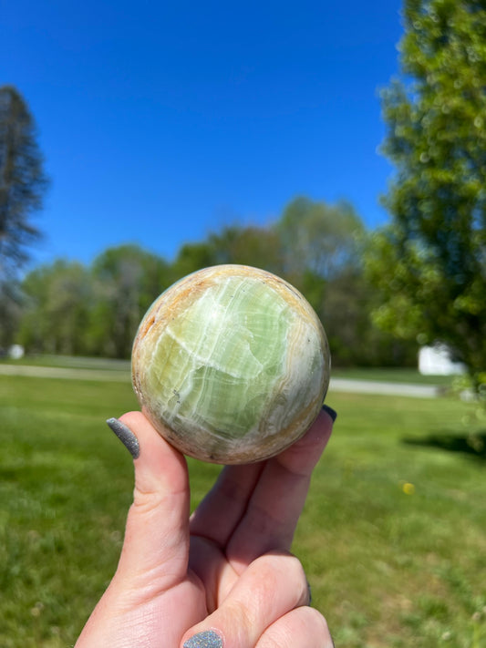 Kiwi Calcite Sphere #1