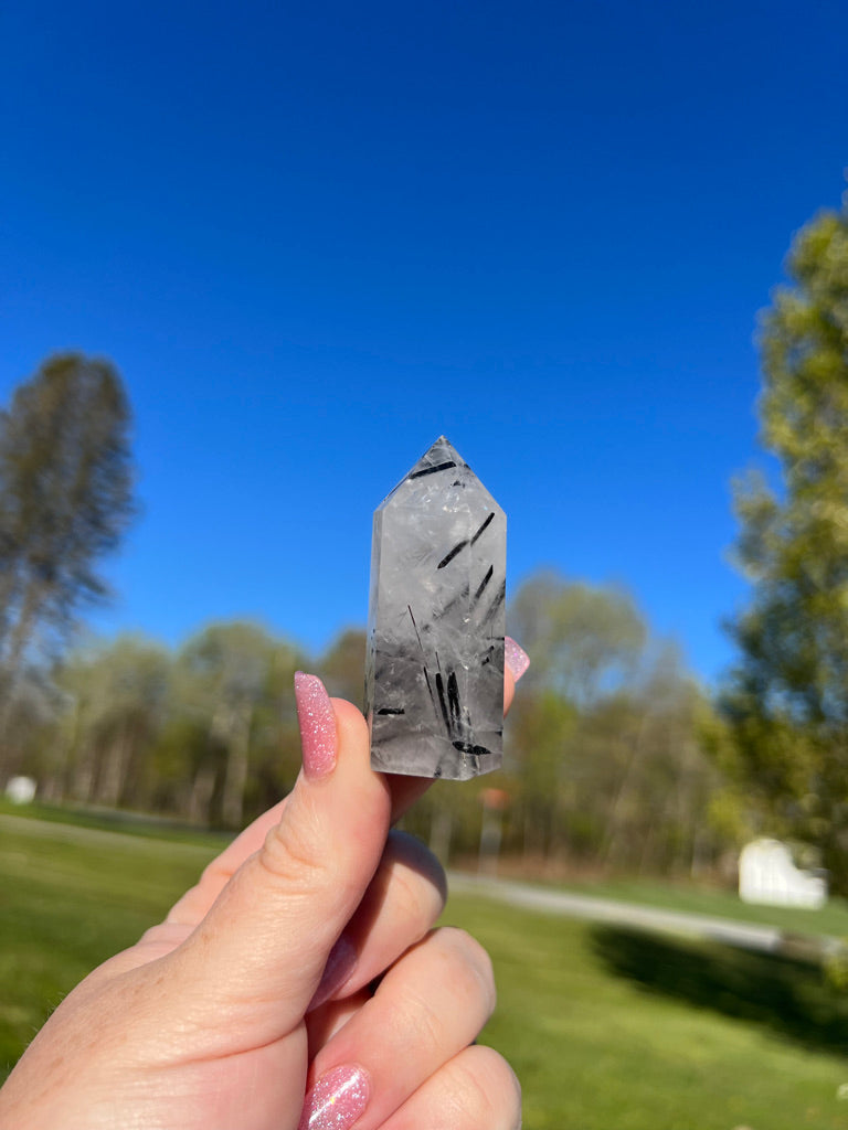 Black Tourmaline in Quartz Tower #10