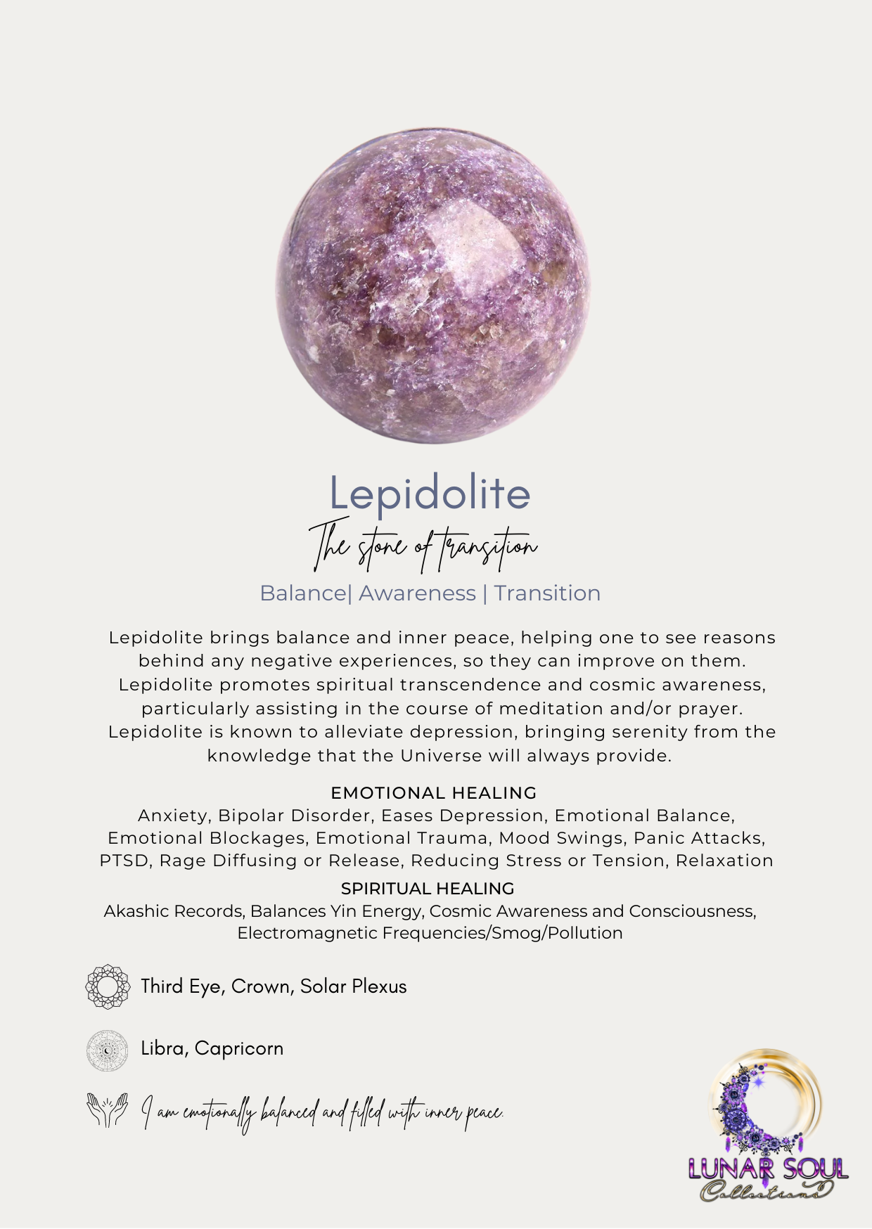 Lepidolite Worry Stone (Heart Shape)