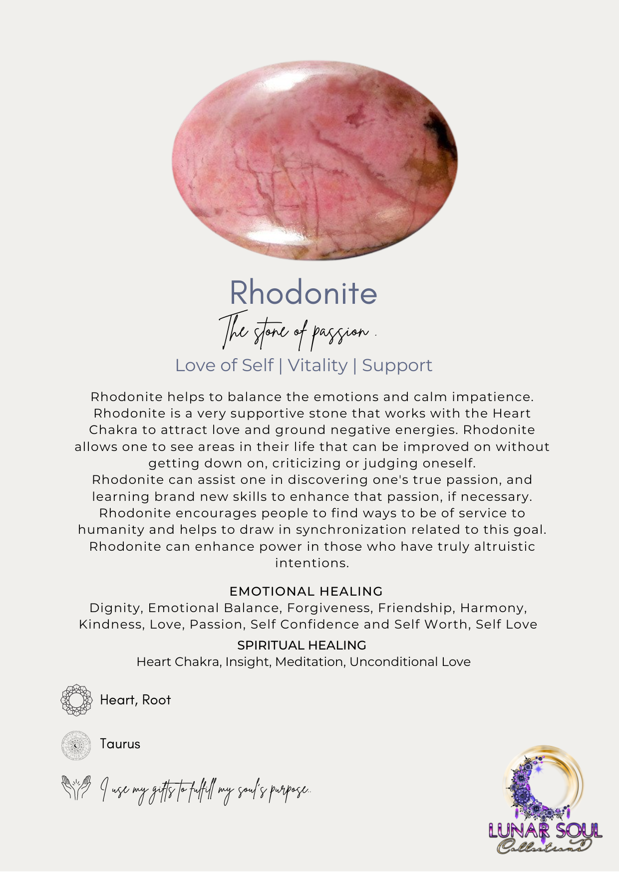 Rhodonite Worry Stone (Heart Shape)